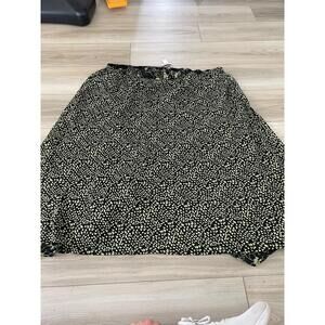 Croft And Barrow Black Green Reversible Knee Length Floral Elastic Skirt Size 2X